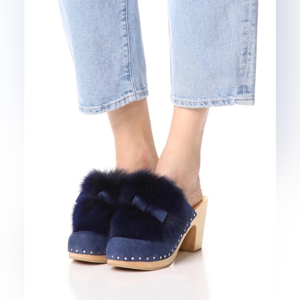 Loeffler Randall Phillips Fur and Suede Clogs Size 8